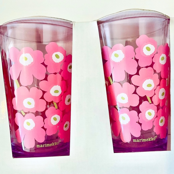 Marimekko Unikko Large Pink and White Serving Tray and matching Cup Set NWT - Picture 5 of 16